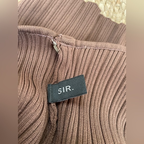 SIR THE LABEL Sylvie One Shoulder Asymmetrical Top Ribbed Chocolate Brown Size 4 - Picture 9 of 13